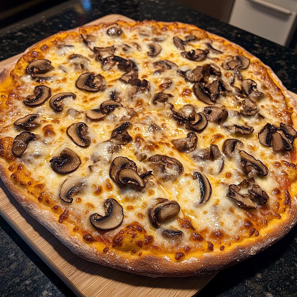 Pizza mit Pilzen und Käse