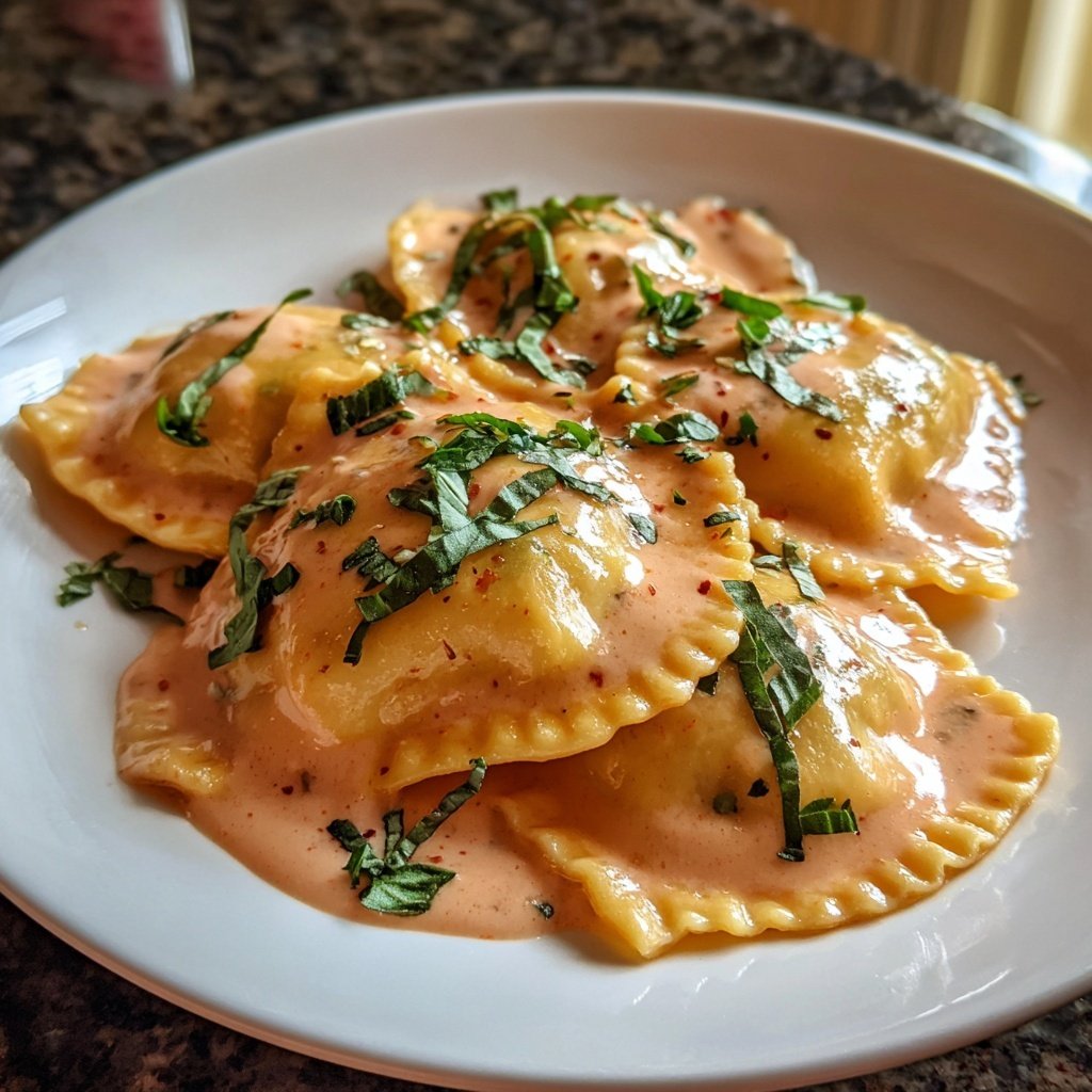 Ravioli mit rosa Sahnesauce