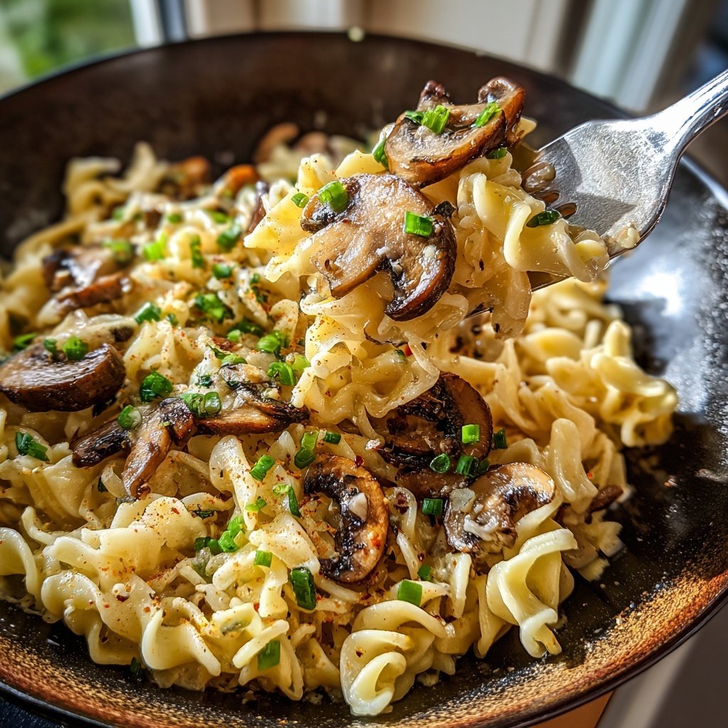 Reisnudeln mit Pilzen