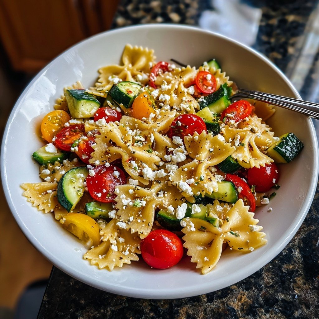 Mediterraner Nudelsalat Mit Weißem Balsamico