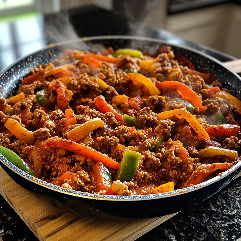 Hackfleisch Pfanne mit Paprika
